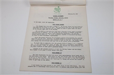 1957 Masters Tournament Golf Writers Association Information Packet