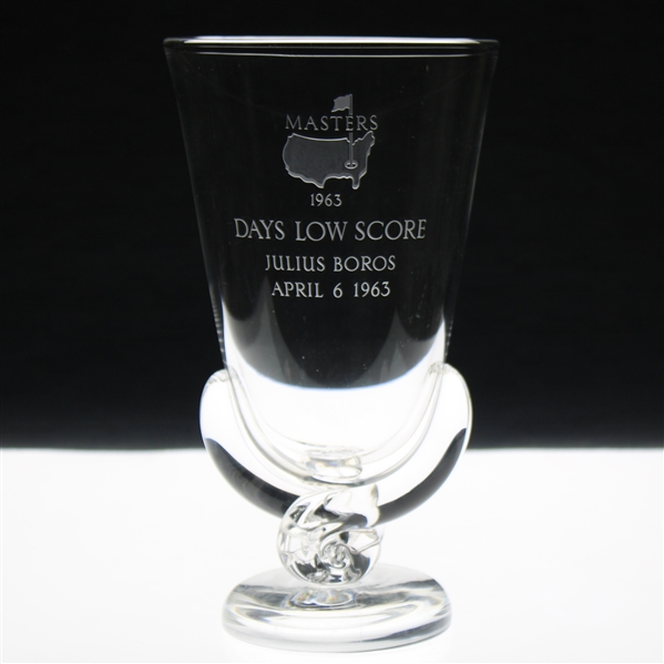 Julius Boros 1963 Masters Tournament Days Low Score Crystal Glass Vase - April 6th