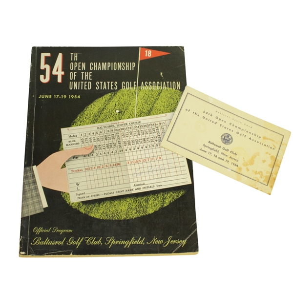 Ed Furgol Signed 1954 US Open at Baltusrol GC Program w/Scorecard JSA ALOA