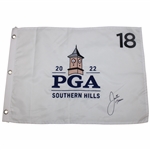 Justin Thomas Signed 2022 PGA Championship at Southern Embroidered Hills Flag JSA ALOA