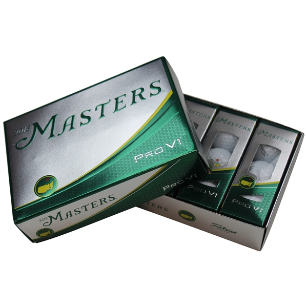 2018 Masters Pro V1 Titleist Golf Ball Box w/Nine (9) Golf Balls in Sleeves