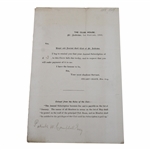 1883 Royal & Ancient Golf Club of St. Andrews  Annual Fees Due Notice