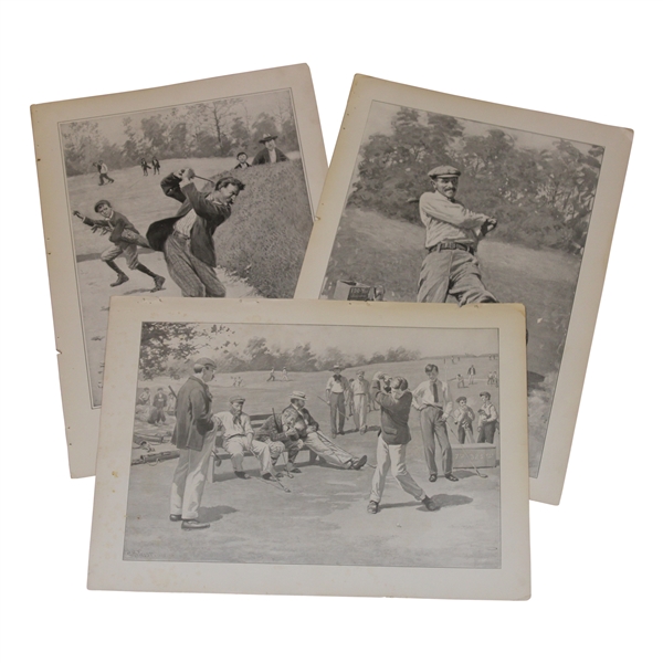 Three (3) Original 1904 A. B. Frost ‘Temper, At the Seventh Tee & The Duffer’  Golf Prints