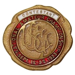 1923 US Amateur Flossmoor Country Club Contestant Badge - Max Marston defeats Sweetser