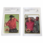 Tiger Woods 2001 Legends Masters New Grand Slam & Green Jacket Cards ECS Gem MT 10