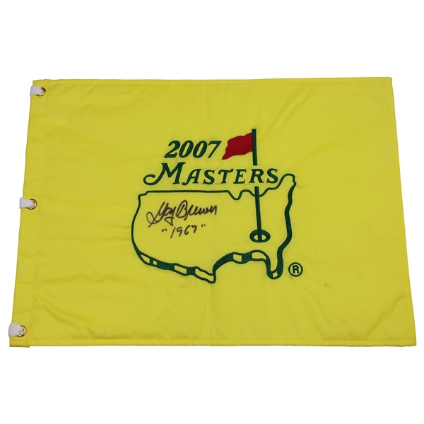 Gay Brewer Signed 2007 Masters Embroidered Flag with Year Won Notation JSA ALOA