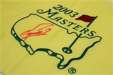 Fuzzy Zoeller Signed 2003 Masters Tournament Embroidered Flag JSA ALOA