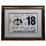 Tiger Woods & Team USA w/Captain Sutton Signed 2004 Ryder Cup at Oakland Hills Flag JSA ALOA