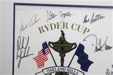 Tiger Woods & Team USA w/Captain Sutton Signed 2004 Ryder Cup at Oakland Hills Flag JSA ALOA