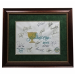 Tiger Woods, Captain Nicklaus & Team Signed 2005 The Presidents Cup Flag - Framed JSA ALOA
