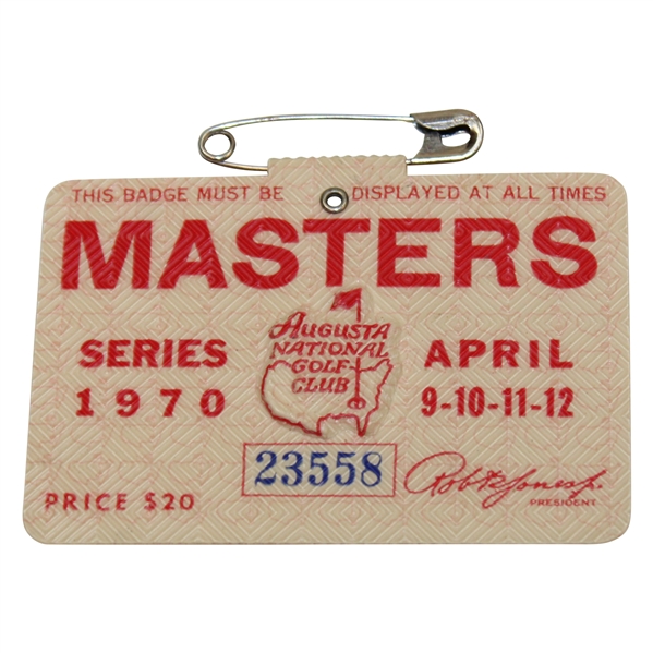 1970 Masters Tournament SERIES Badge #23558 - Billy Casper Winner