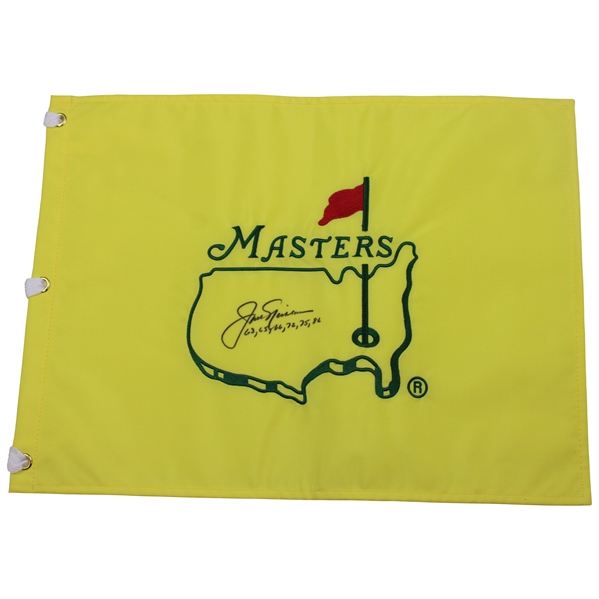 Jack Nicklaus Signed Undated Masters Embroidered Flag w/Years Won JSA ALOA
