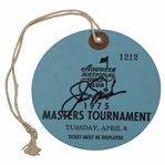 Jack Nicklaus Signed 1975 Masters Tuesday Rd Ticket #1212 JSA ALOA