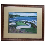 Pebble Beach 7th Hole' Ltd Ed #1186 Print Singed by Artist Nancy Rayborn - Framed