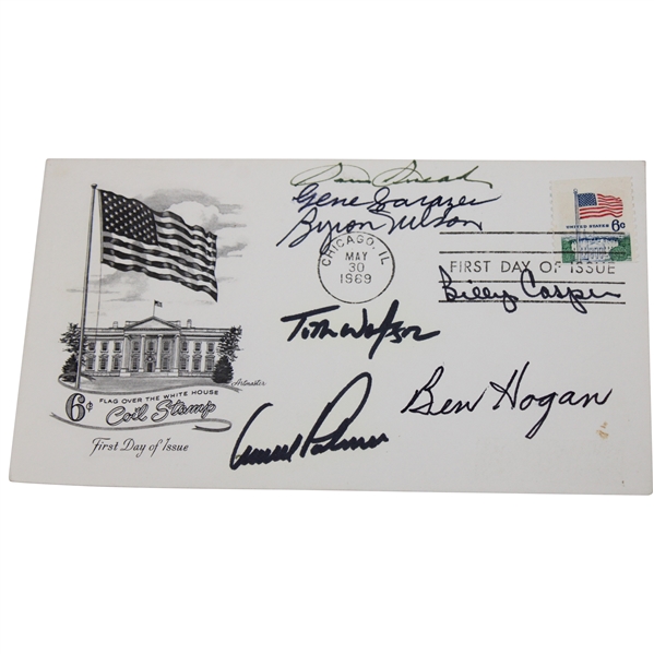 Palmer, Watson, Hogan, Nelson, Sarazen & Snead Signed White House First Day Of Issue JSA ALOA