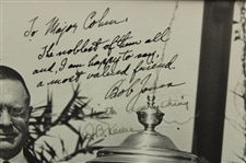 Bobby Jones & O.B. Keeler Signed Grand Slam Trophies Oversize Photo w/Jones, O.B. Keeler, Grand Slam & Walker Cup Trophies  JSA ALOA