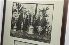 Bobby Jones & O.B. Keeler Signed Grand Slam Trophies Oversize Photo w/Jones, O.B. Keeler, Grand Slam & Walker Cup Trophies  JSA ALOA