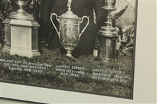 Bobby Jones & O.B. Keeler Signed Grand Slam Trophies Oversize Photo w/Jones, O.B. Keeler, Grand Slam & Walker Cup Trophies  JSA ALOA