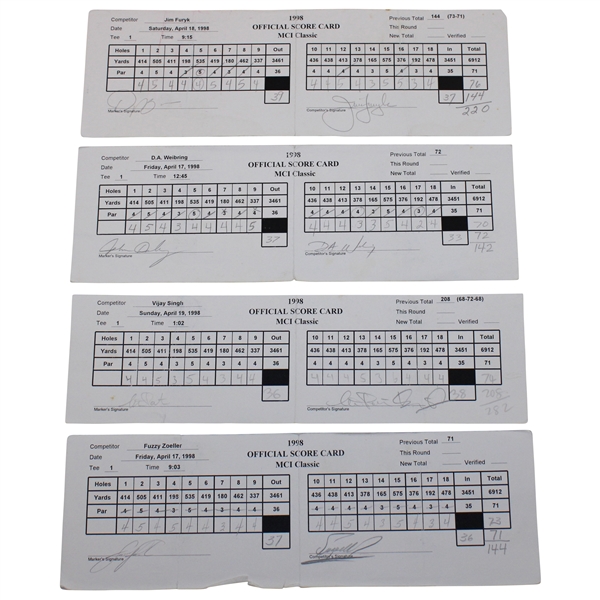 Furyk, Zoeller, Daly & Five (5) Others Signed 1998 MCI Classic Tournament Used Scorecards