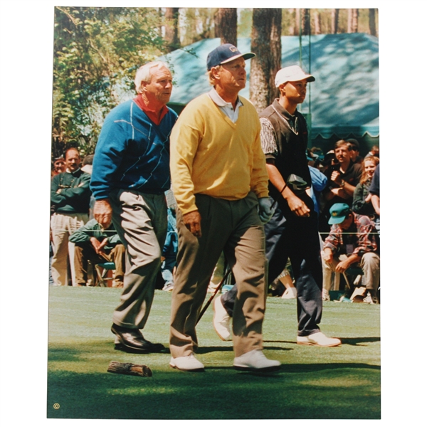 Jack Nicklaus, Arnold Palmer & Tiger Woods Play Augusta 16x20 Presentation Photo