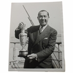 1928 Walter Hagen 'British Open Champion' Poses with Championship Trophy