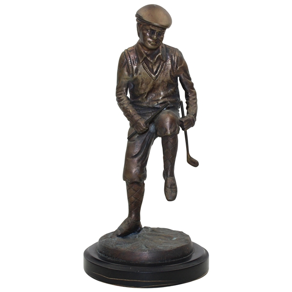 Classic Golfer in Plus Fours Breaking Golf Club Over Knee SF Bay Trading Statue
