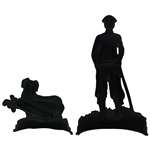 Classic Golfer in Plus Fours & Club with Caddy Dog & Golf Bag Bookends