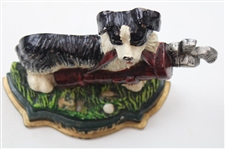 Classic Golfer in Plus Fours & Club with Caddy Dog & Golf Bag Bookends