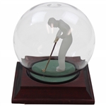 Golfer Putting Glass Golf Ball in Glass Globe on Plinth