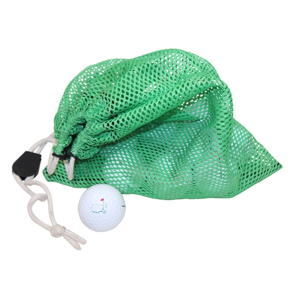 Nine (9) Masters Logo Titleist Practice Golf Balls w/Green Shag Bag