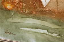 Original Alister Mackenzie Augusta National Oil Painting Signed by Artist Robert Fletcher - Framed