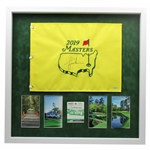 Tiger Woods Signed 2019 Masters Tournament Flag & Badge Framed Display UD #UAS37102