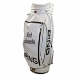 Mark Calcavecchias Tournament-Used Full Size White Ping Golf Bag