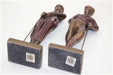 Pair of Male and Lady Austin Sculpture Statues - Leaning on Clubs