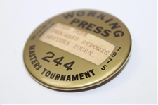 1975 Masters Tournament Working Press Badge - Jack Nicklaus Winner - John Derr Collection