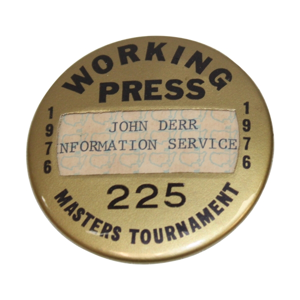 1976 Masters Tournament Working Press Badge - Ray Floyd Winner - John Derr Collection