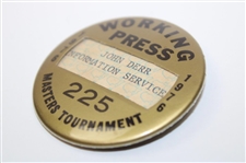 1976 Masters Tournament Working Press Badge - Ray Floyd Winner - John Derr Collection
