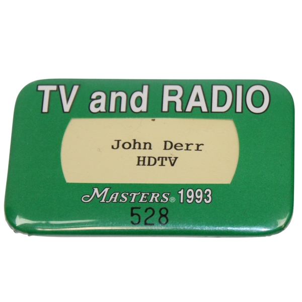 1993 Masters Tournament Media Badge - Bernhard Langer Winner - John Derr Collection