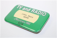 1993 Masters Tournament Media Badge - Bernhard Langer Winner - John Derr Collection