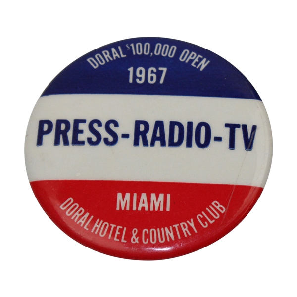 1967 Doral Open Press Badge - Jack Nicklaus Winner