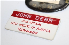 1964 & 1965 Colonial National Inv. Media Badges Plus 1975 Golf Writers of America Tourn. Press Badge