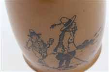 1908 Doulton Stoneware Sterling Rimmed Large Pitcher With Crombie Golf Rule Scene