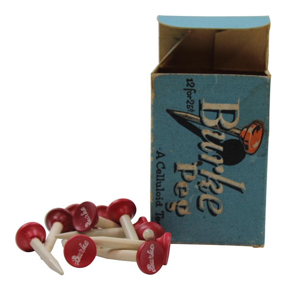 Box Of Twelve (12) Burke Peg Celluloid Tees
