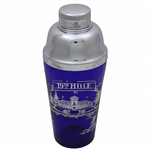 19th Hole Blue Glass Cocktail Shaker w/ Sterling Silver Overlay 