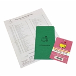 Gene Sarazens Personal 1996 Masters Tournament Pairing Sheet, Monday Practice Round Ticket & Yardage Book