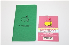 Gene Sarazen's Personal 1996 Masters Tournament Pairing Sheet, Monday Practice Round Ticket & Yardage Book