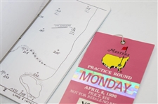 Gene Sarazen's Personal 1996 Masters Tournament Pairing Sheet, Monday Practice Round Ticket & Yardage Book