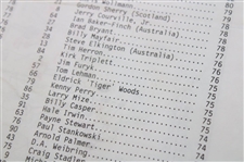Gene Sarazen's Personal 1996 Masters Tournament Pairing Sheet, Monday Practice Round Ticket & Yardage Book