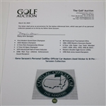 Gene Sarazen's Personal Cadillac Official Car Masters Used Sticker & ID Pin - Sarazen Collection
