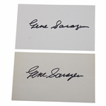 Two (2) Gene Sarazen Signed 3x5 Index Cards - Sarazen Collection JSA ALOA